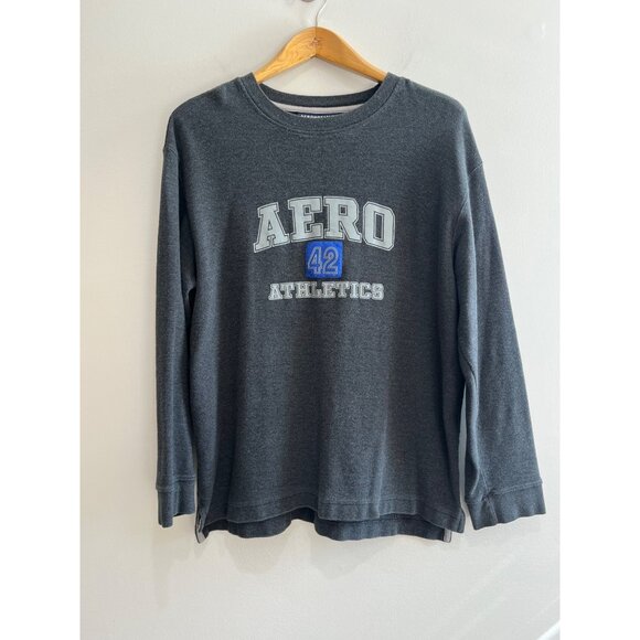VTG Aeropostale Thermal Long Sleeve T-Shirt Mens L Gray  Graphic Print Y2K - Picture 1 of 6